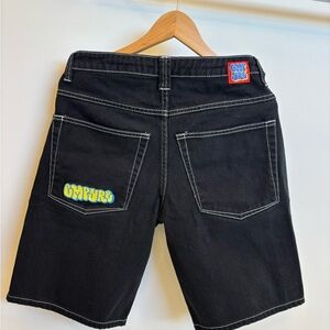 Empyre Black Jean Shorts with Colorful Logo